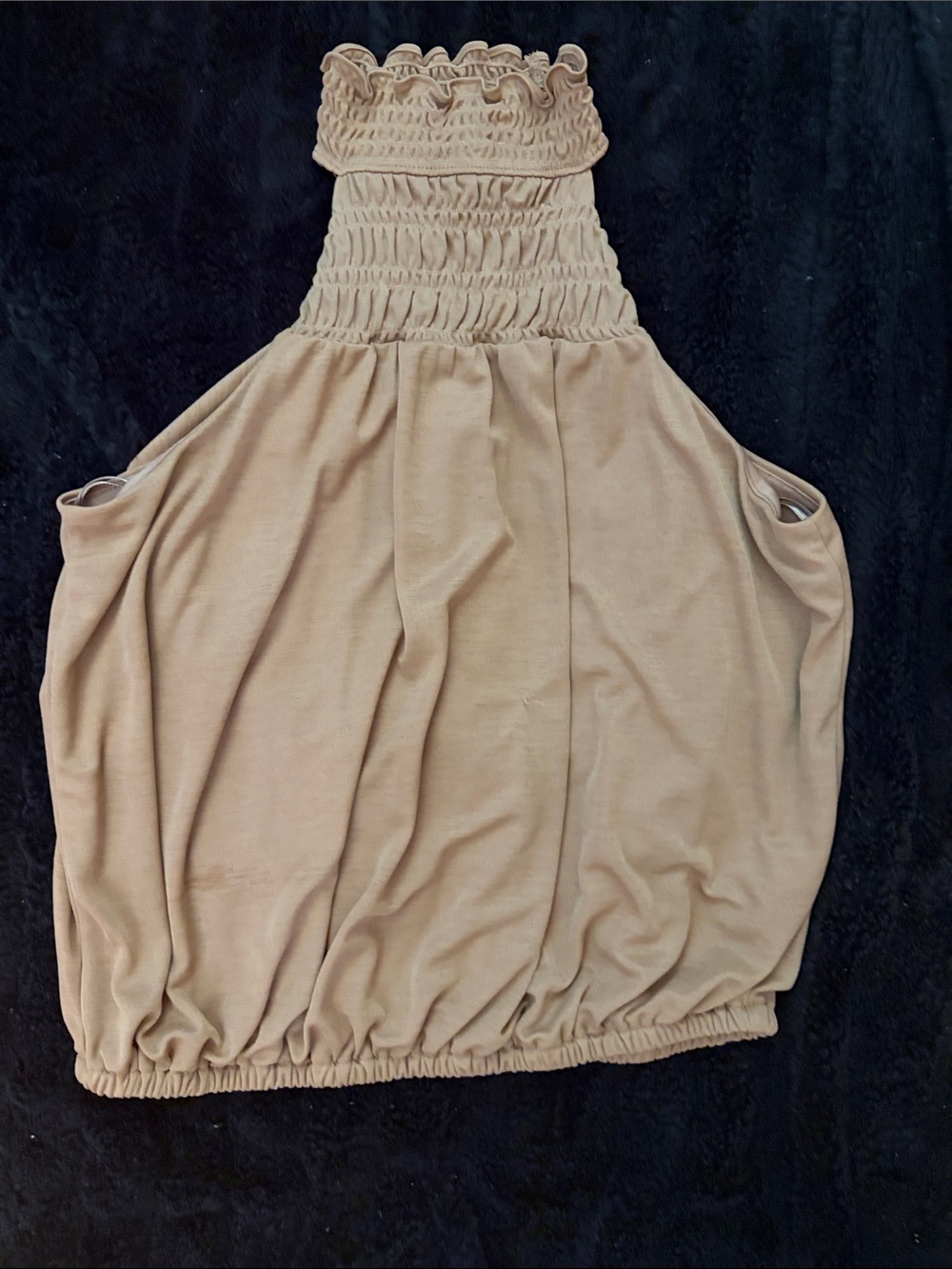 Express Smocked Halter Bubble Tank Top - Taupe